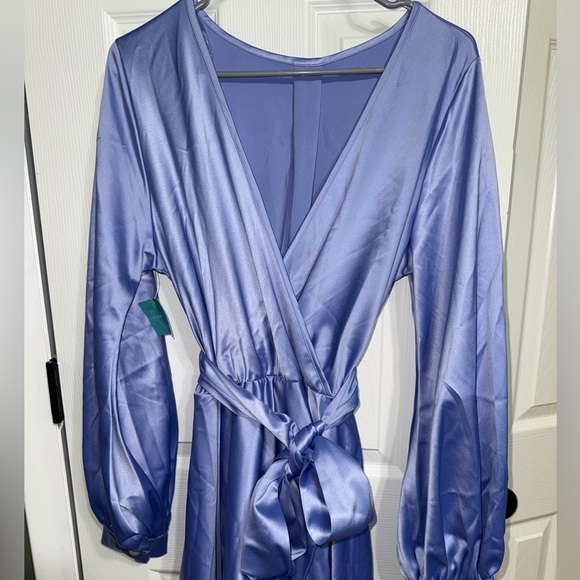 Chic Bump Club Iced Blue Maxi Long Sleeve Maternity Gown - Picture 3 of 7